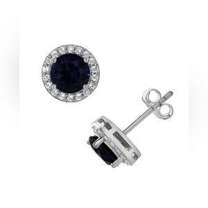 Simulated Gemstone & Lab-Created Sapphire Earrings.